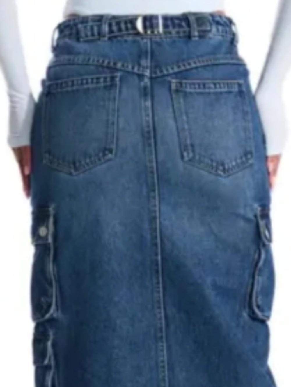 NAKED WARDROBE Sexy CHic Music Festival Cargo Denim Y2K Maxi Skirt - Picture 3 of 4